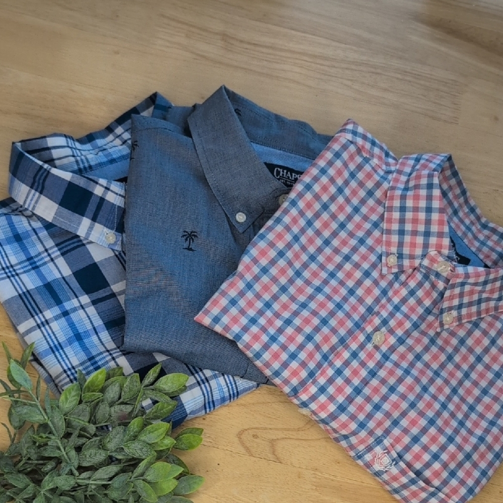 Chaps Men's Short Sleeve Button Down Shirt Bundle